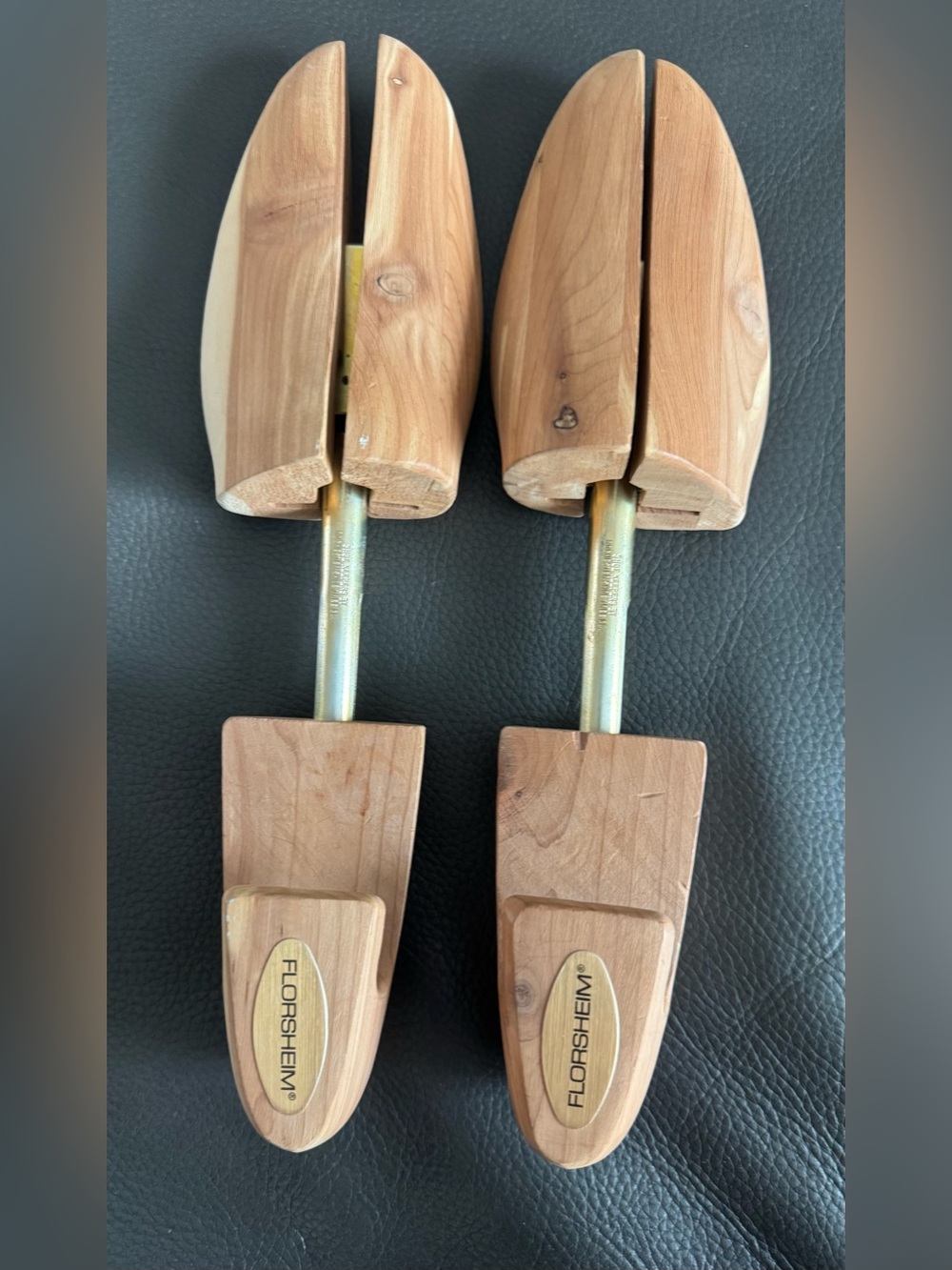 Vintage Florsheim Natural Wood Shoe Tree with Brass Plaque Size M